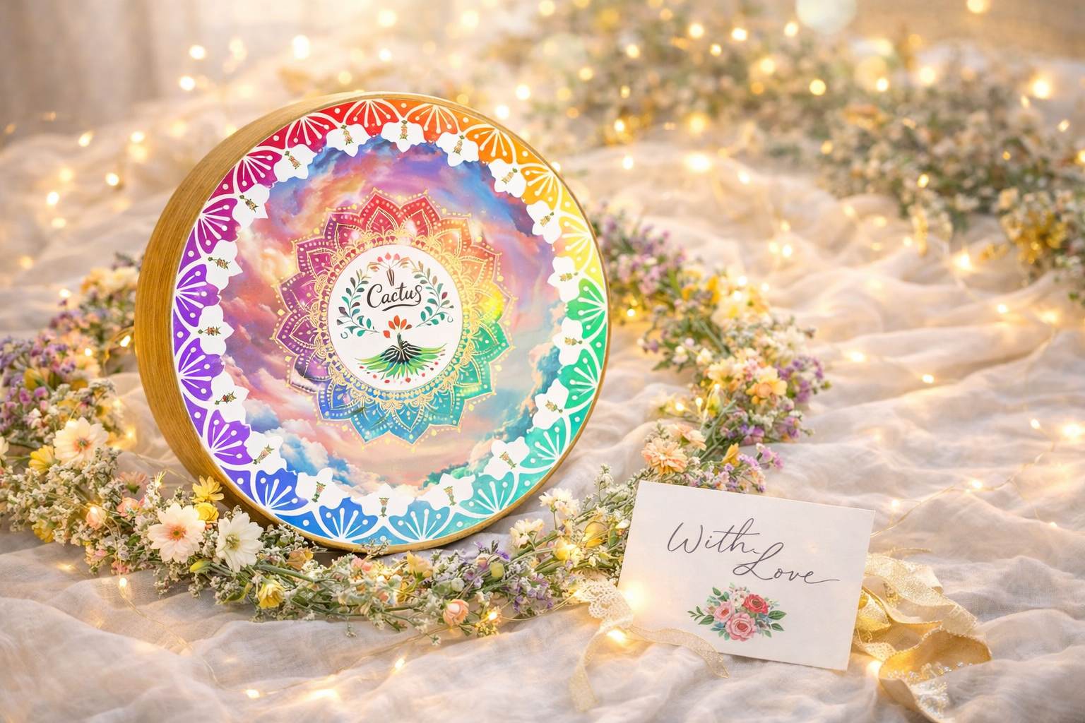"Colorful Clouds" bamboo stream drum lifestyle view for calming home decor - Yunicrafts