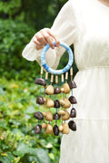 "The Indigo Rain" - Shibori Wrapped Ring & Cascading Shell Wind Chime - Yunicrafts