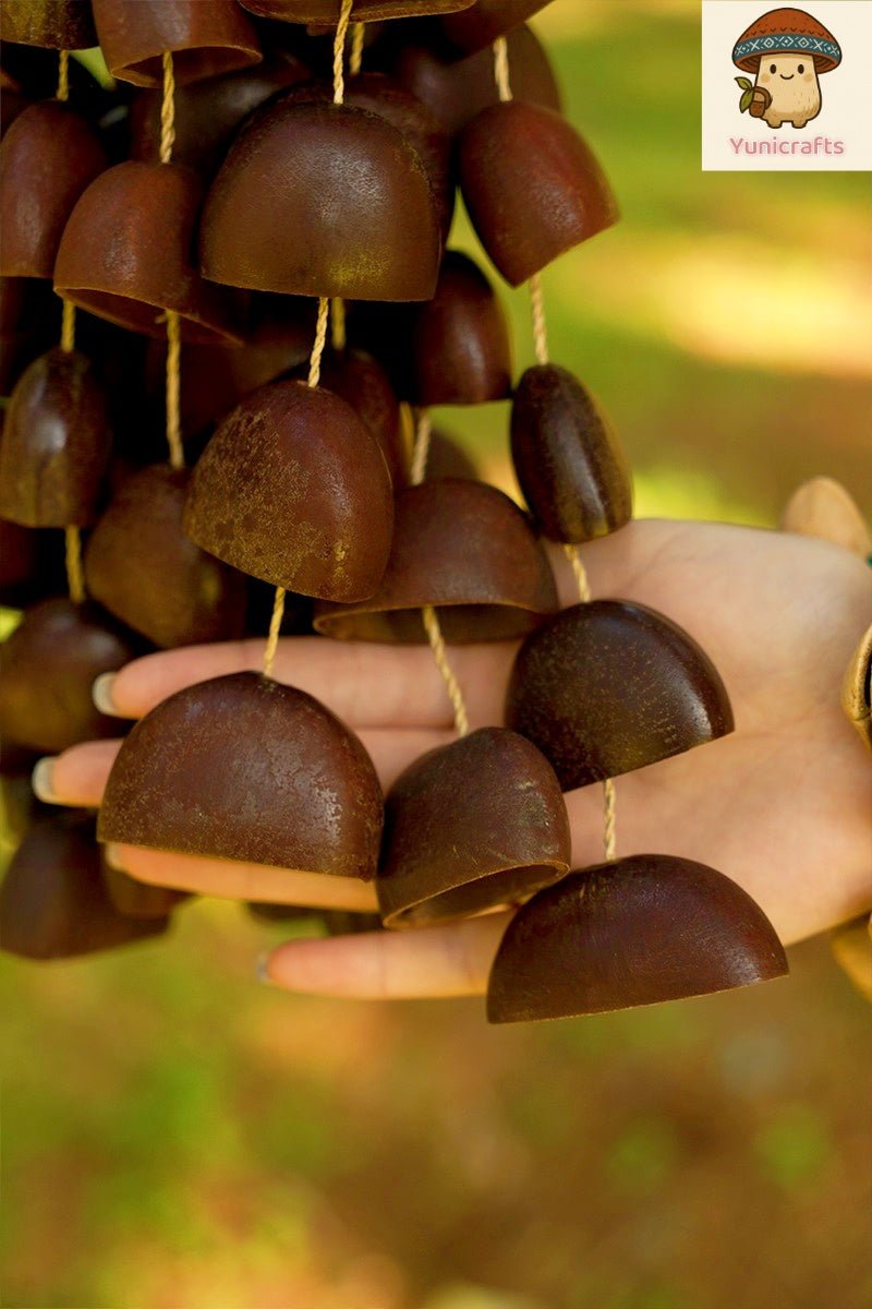 Samenstreuer | Handgefertigte Juju Duckfoot Vine Seed Shell Handglocke – Natürliches Regenwald-Klangdekor – Yunicrafts