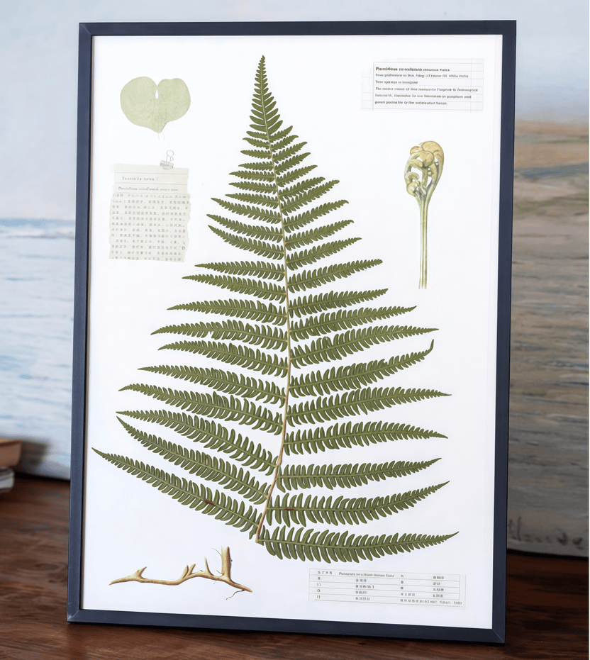 "The Grand Herbarium" - Arte grande com fetos e flores prensadas reais (tamanho A3) - __Yunicrafts__