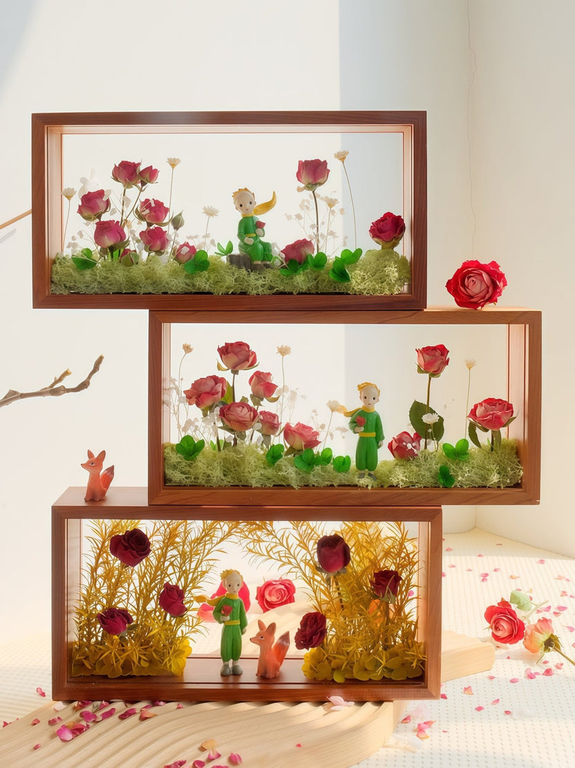 "My Unique Rose" - O Principezinho e arte em caixa de sombras com flores preservadas - __Yunicrafts__