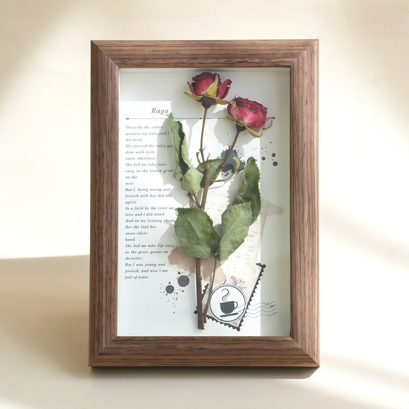 "The Landscape Garden" - Caixa de sombra de flores reais preservadas (decoração de mesa panorâmica) - __Yunicrafts__