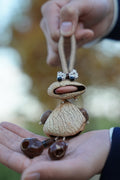 "The Polka Dot Monster" - Funny Big - Mouth Nut Shell Charm with Bow Tie - Yunicrafts