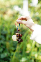 "The Rainbow Forager" - Rainbow Yarn Loop Charm with Natural Mushroom & Seeds - Yunicrafts