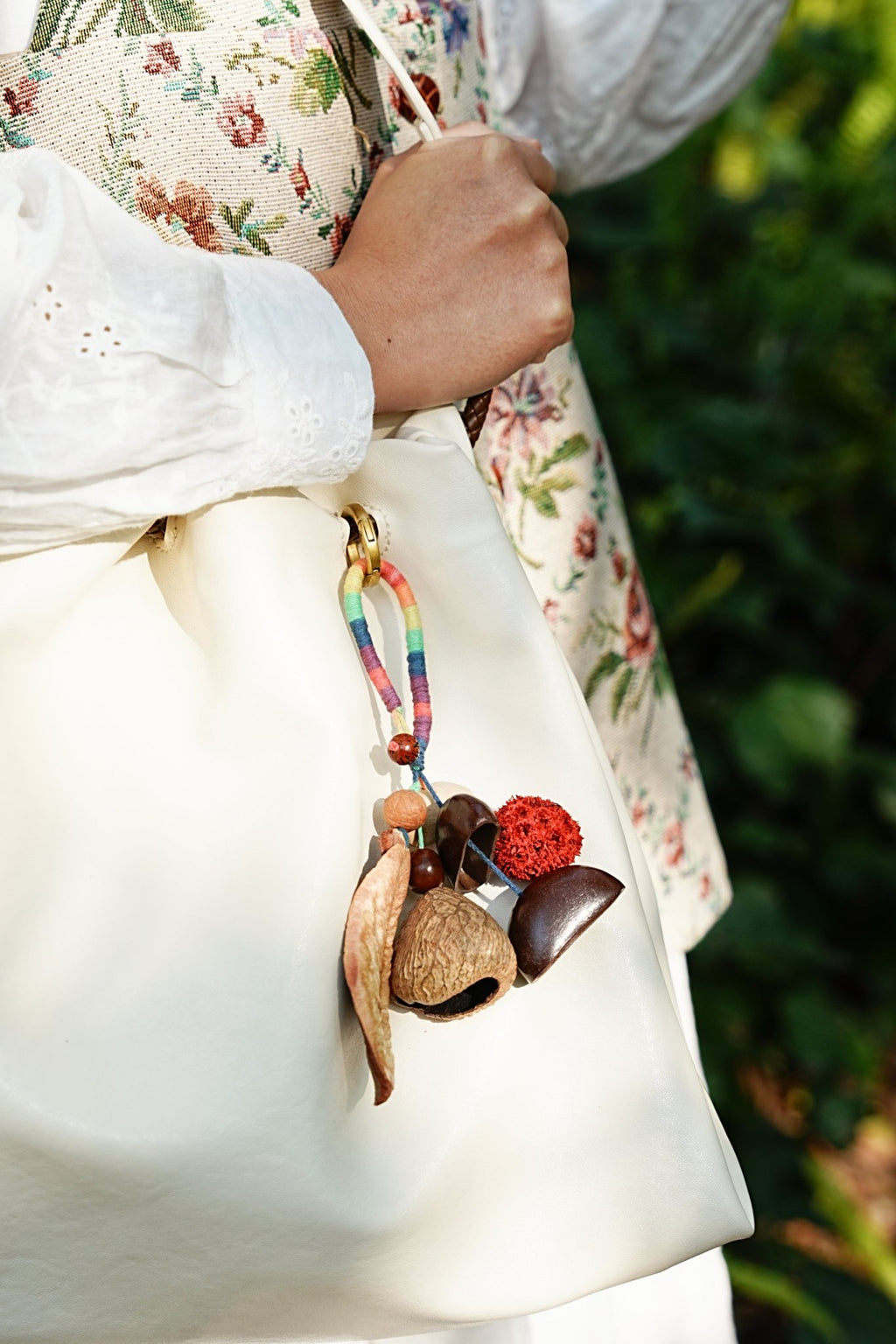 "The Rainbow Seed Charm" - Colorful Wrapped Bag Charm with Real Leaf Pods - Yunicrafts