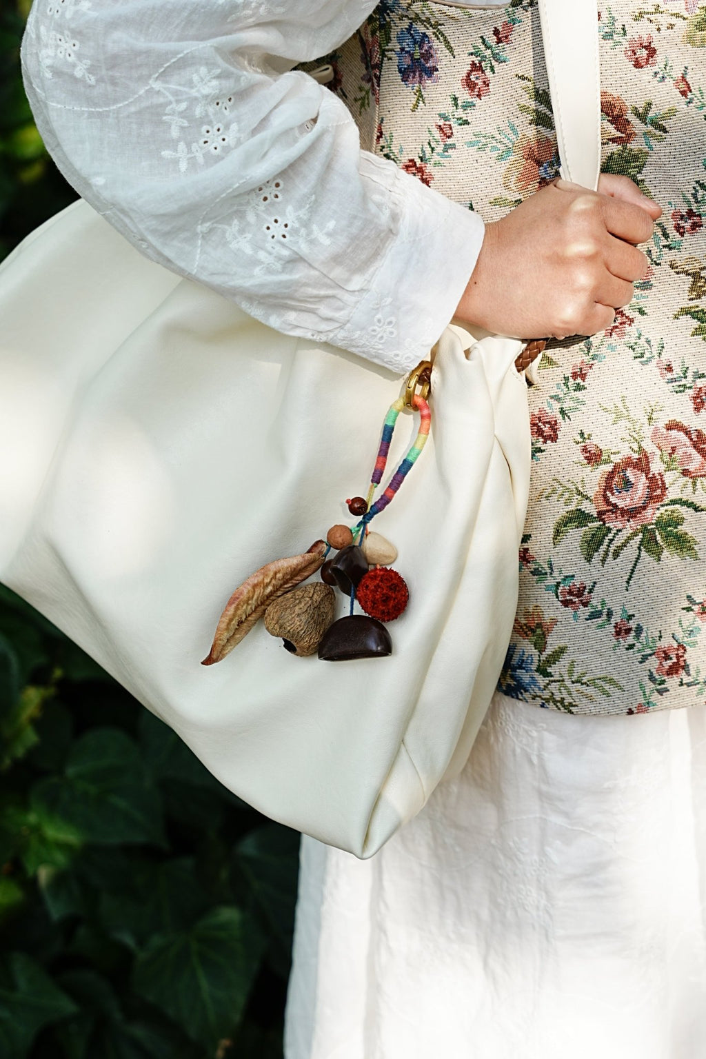 "The Rainbow Seed Charm" - Colorful Wrapped Bag Charm with Real Leaf Pods - Yunicrafts