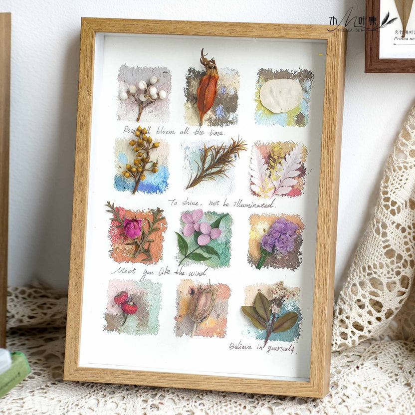 "Gabinete da Natureza" - Espécimen botânico real e arte em caixa de sombra de sementes (tamanho A4) - __Yunicrafts__