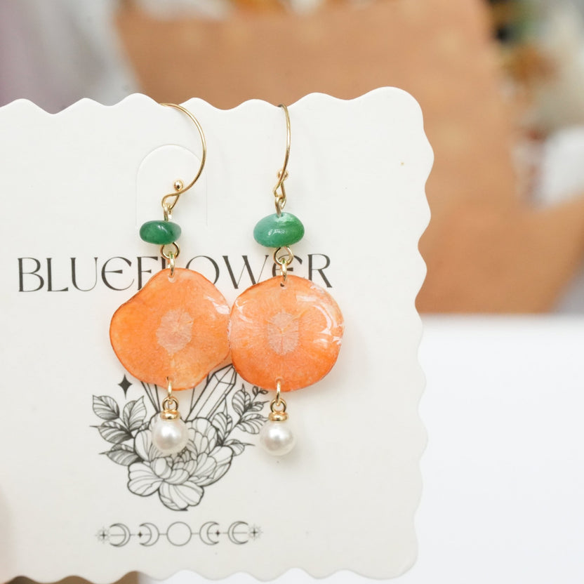 Echte Karotten- und lila Süßkartoffelscheiben-Ohrringe – „Harvest Gem“-Gemüseharzschmuck – Yunicrafts