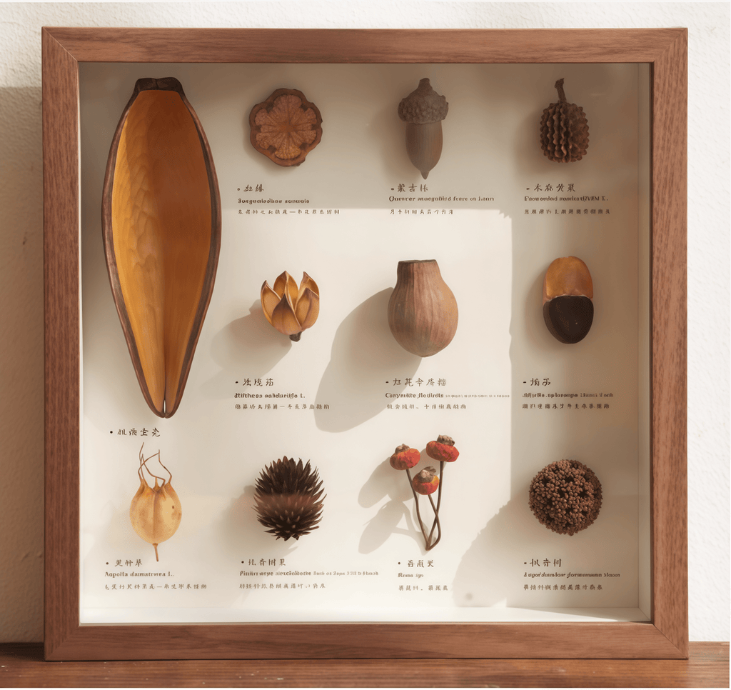 „The Rainforest Seed Vault“ – Schattenbox-Kunst mit echten tropischen Exemplaren (Quadrat / A4 / A3) – Yunicrafts