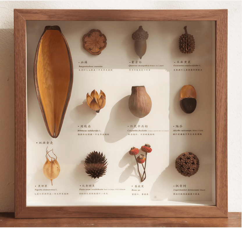 "The Rainforest Seed Vault" - Arte em caixa de sombra de espécime tropical real (quadrado/A4/A3) - __Yunicrafts__