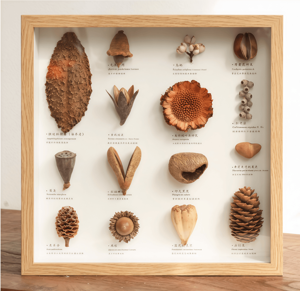 „The Rainforest Seed Vault“ – Schattenbox-Kunst mit echten tropischen Exemplaren (Quadrat / A4 / A3) – Yunicrafts