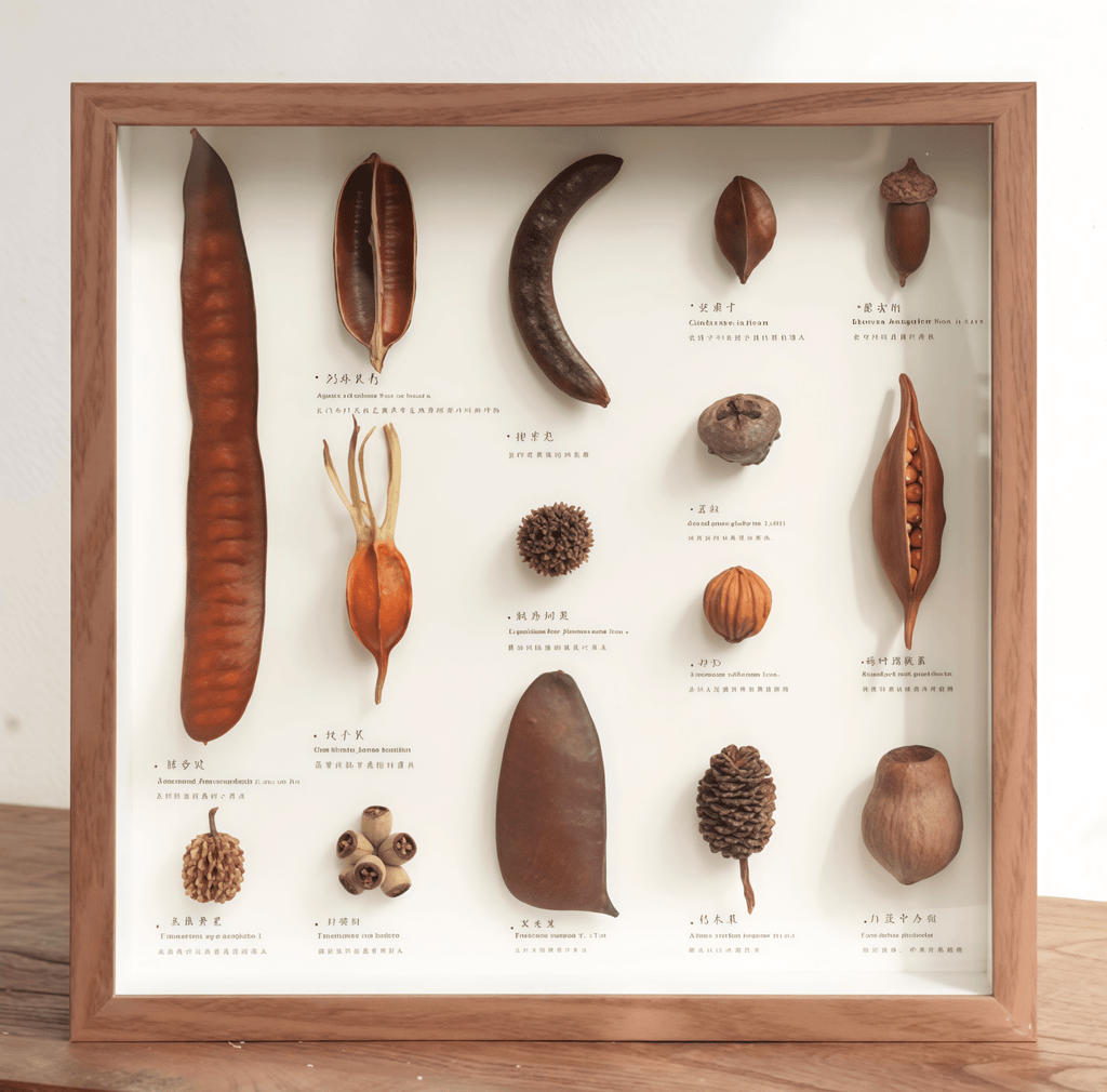 „The Rainforest Seed Vault“ – Schattenbox-Kunst mit echten tropischen Exemplaren (Quadrat / A4 / A3) – Yunicrafts
