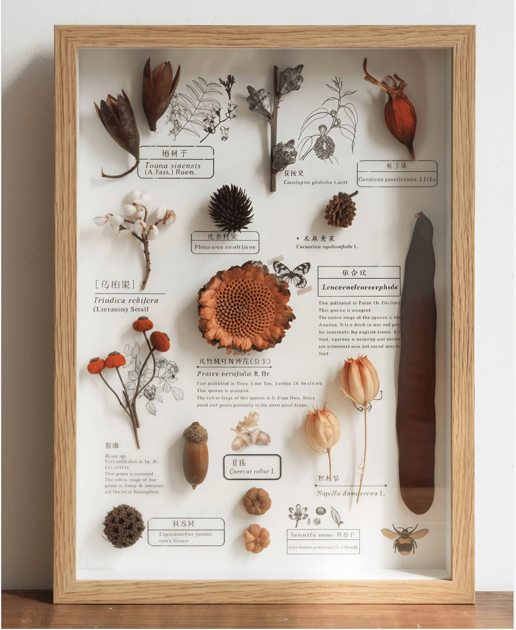 „The Rainforest Seed Vault“ – Schattenbox-Kunst mit echten tropischen Exemplaren (Quadrat / A4 / A3) – Yunicrafts