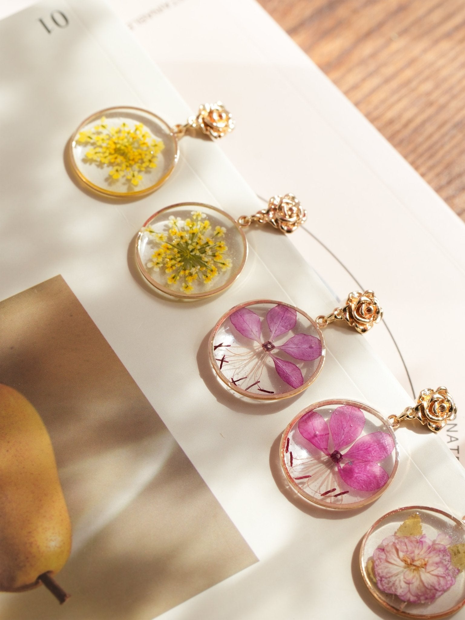 Real Purple Azalea Earrings - "Dancing Bloom" Pressed Flower Jewelry - Yunicrafts