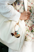 "The Spring Breeze" - Mint Green Wrapped Nut Shell Bag Charm with Turquoise Beads - Yunicrafts