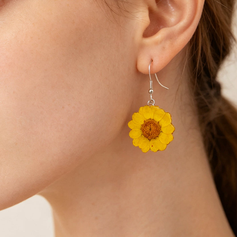 Yellow Sun Daisy Resin Earrings - Yunicrafts