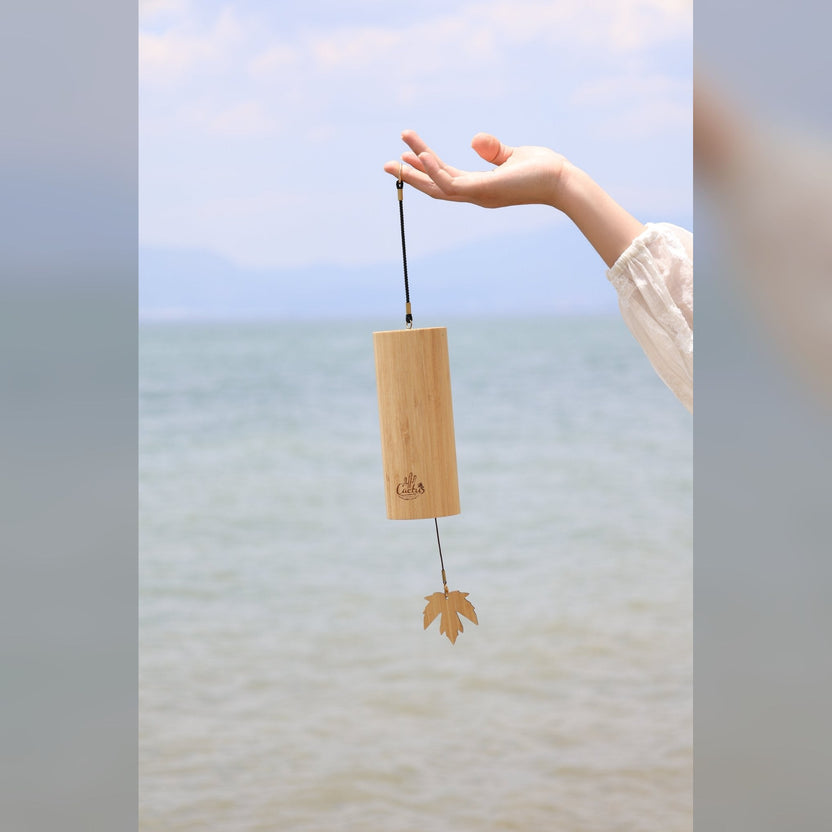 "The Zen Bamboo" - Handcrafted Natural Bamboo Wind Chime with Maple Leaf - Yunicrafts