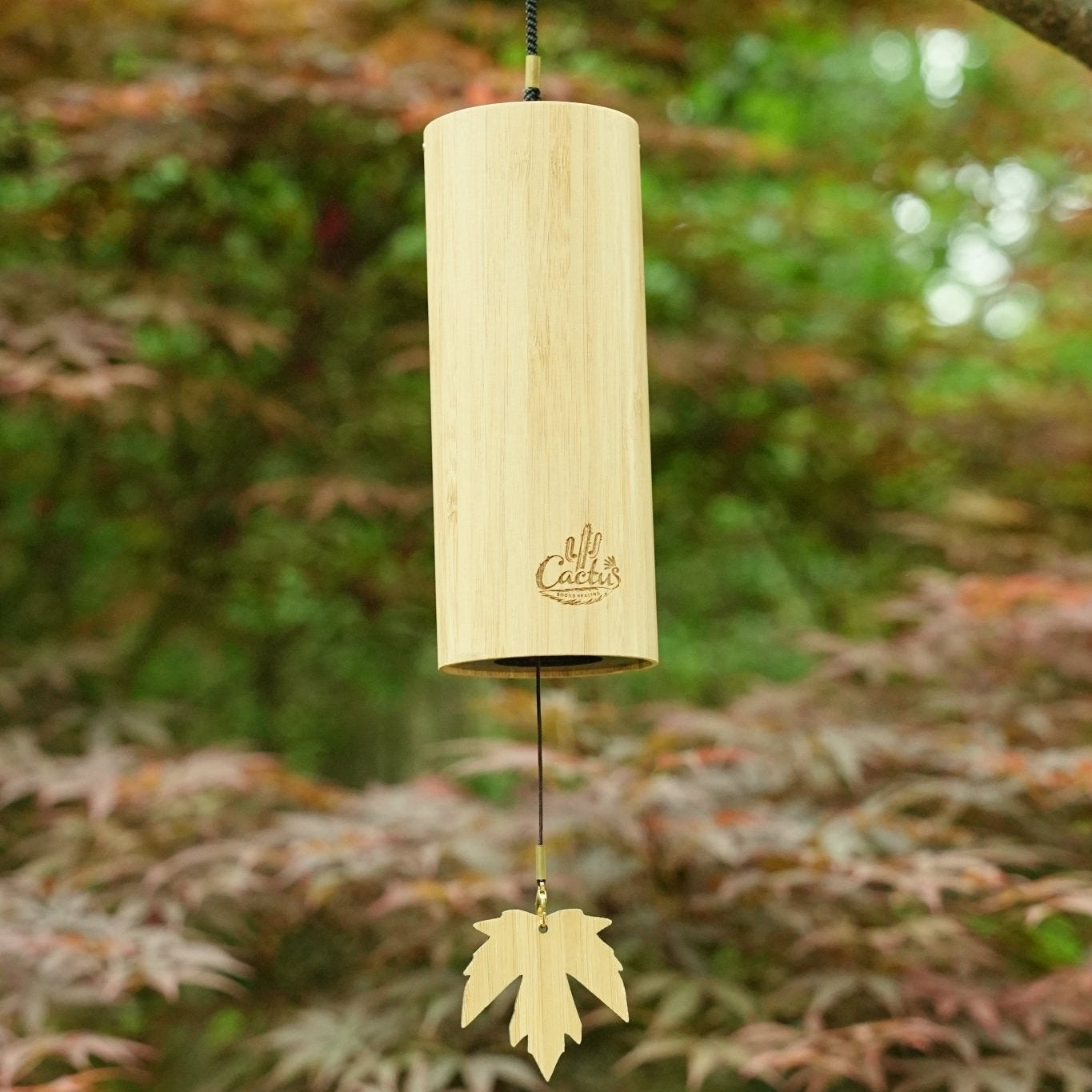 "The Zen Bamboo" - Handcrafted Natural Bamboo Wind Chime with Maple Leaf - Yunicrafts
